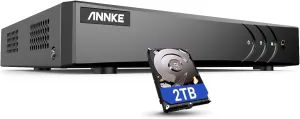ANNKE 5MP Lite 16 Channel Security Video Recorder with AI Human/Vehicle Detection and 2TB Hard Drive, H.265  5-in-1 Hybrid DVR, Supports 16CH Analog and 2 IP Cameras for Home Business Surveillance