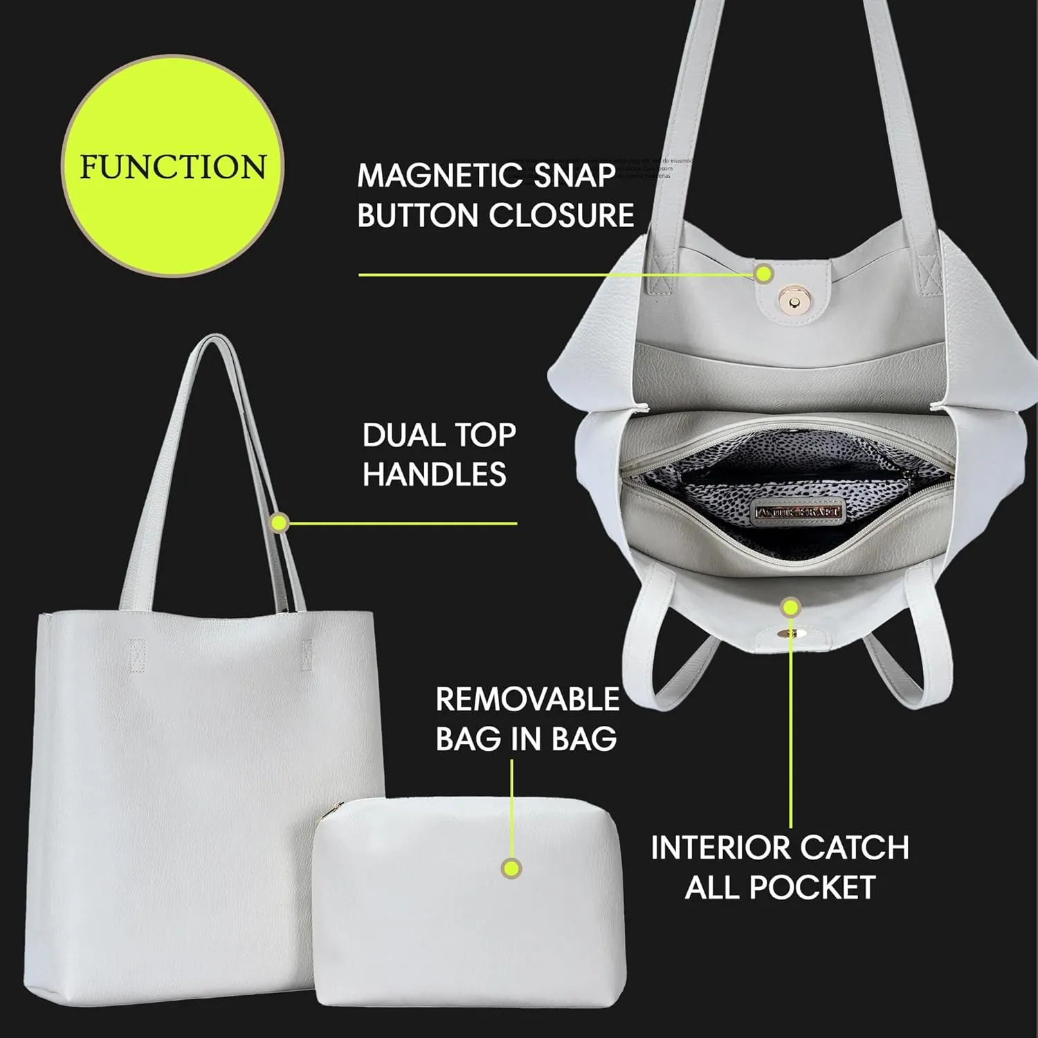 Antik Kraft Olivia Tote | Vegan Leather Tote Bag for Women, Top-Handle Shoulder Bag | 14.5L x 4.5W x 14.5H