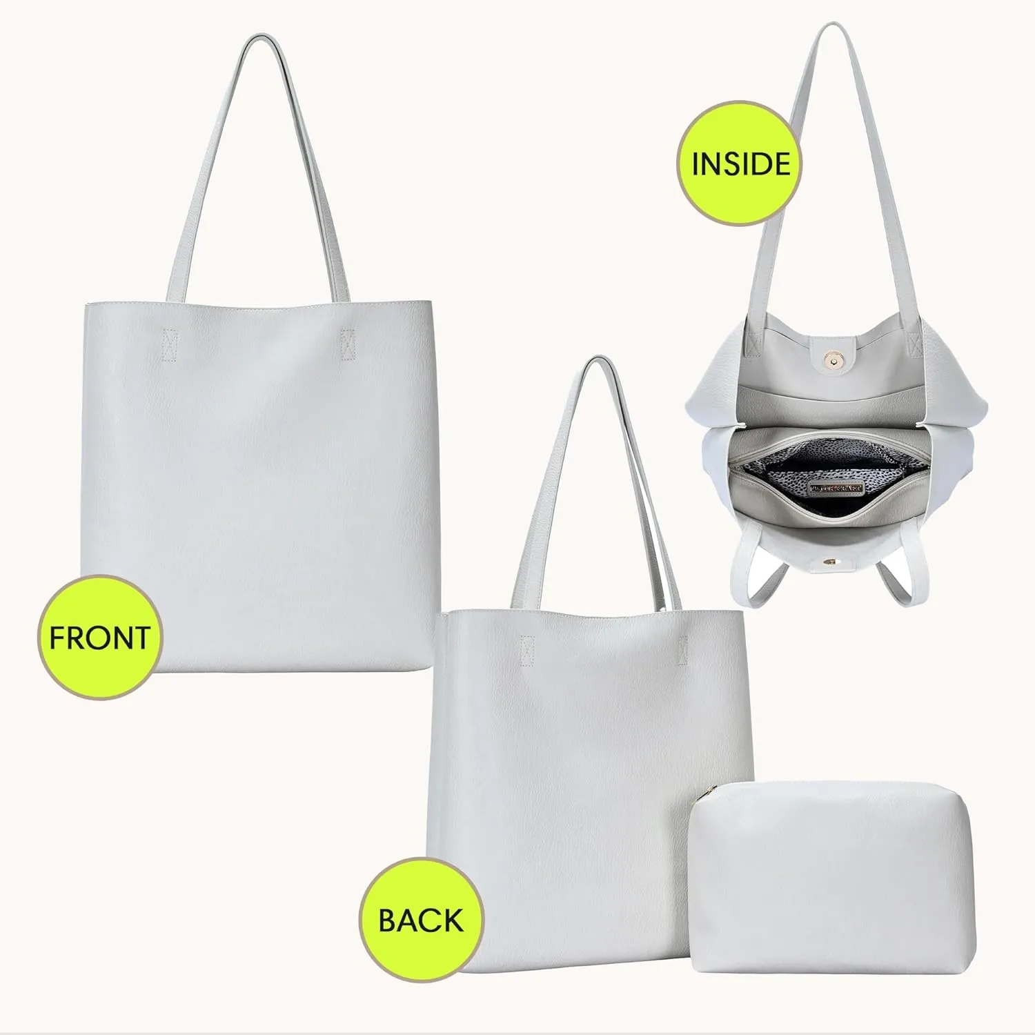 Antik Kraft Olivia Tote | Vegan Leather Tote Bag for Women, Top-Handle Shoulder Bag | 14.5L x 4.5W x 14.5H