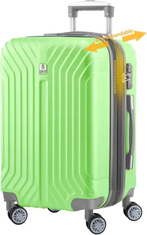 AnyZip Luggage Expandable PC ABS Durable Hardside Suitcase with Spinner Wheels TSA Lock Checked-Medium 24 Inch LightGreen