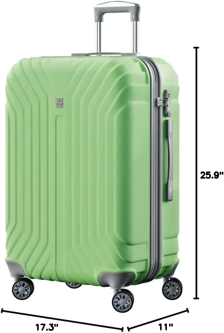 AnyZip Luggage Expandable PC ABS Durable Hardside Suitcase with Spinner Wheels TSA Lock Checked-Medium 24 Inch LightGreen