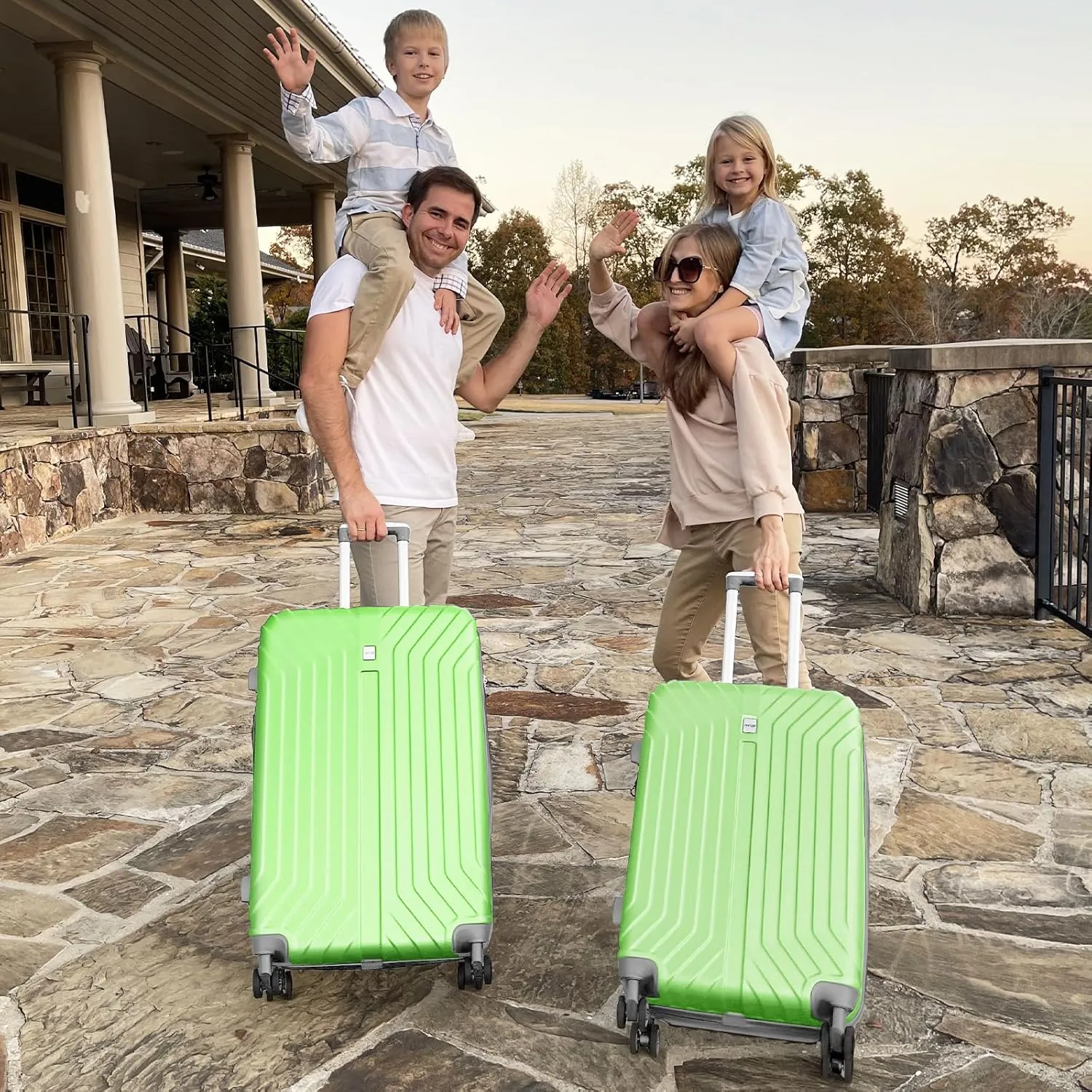 AnyZip Luggage Expandable PC ABS Durable Hardside Suitcase with Spinner Wheels TSA Lock Checked-Medium 24 Inch LightGreen