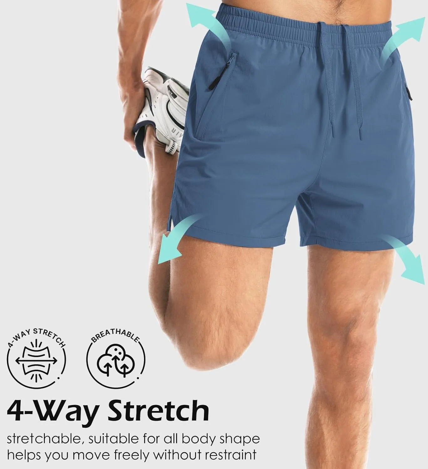 Aolesy Men's Gym Shorts Linerless & Liner - 5" Quick Dry Workout Running Shorts with Zip Pockets Sports Athletic Shorts