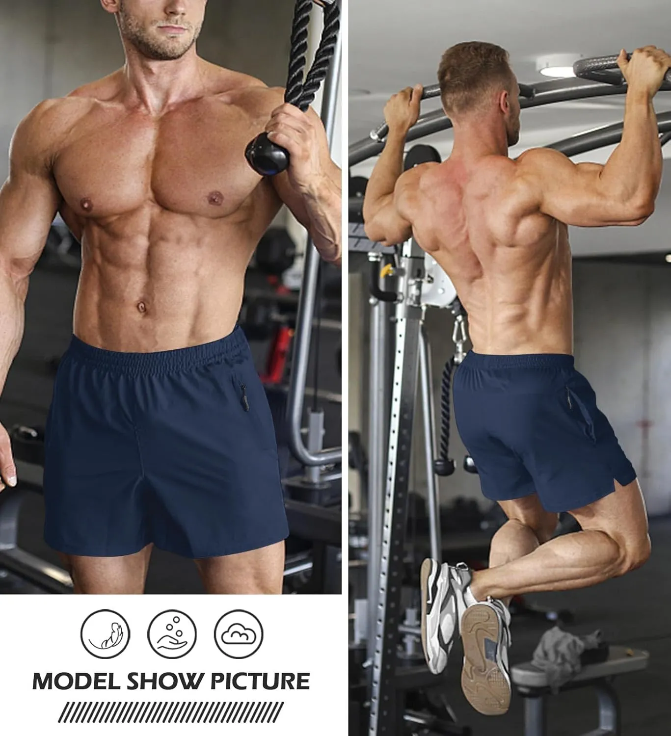 Aolesy Men's Gym Shorts Linerless & Liner - 5" Quick Dry Workout Running Shorts with Zip Pockets Sports Athletic Shorts