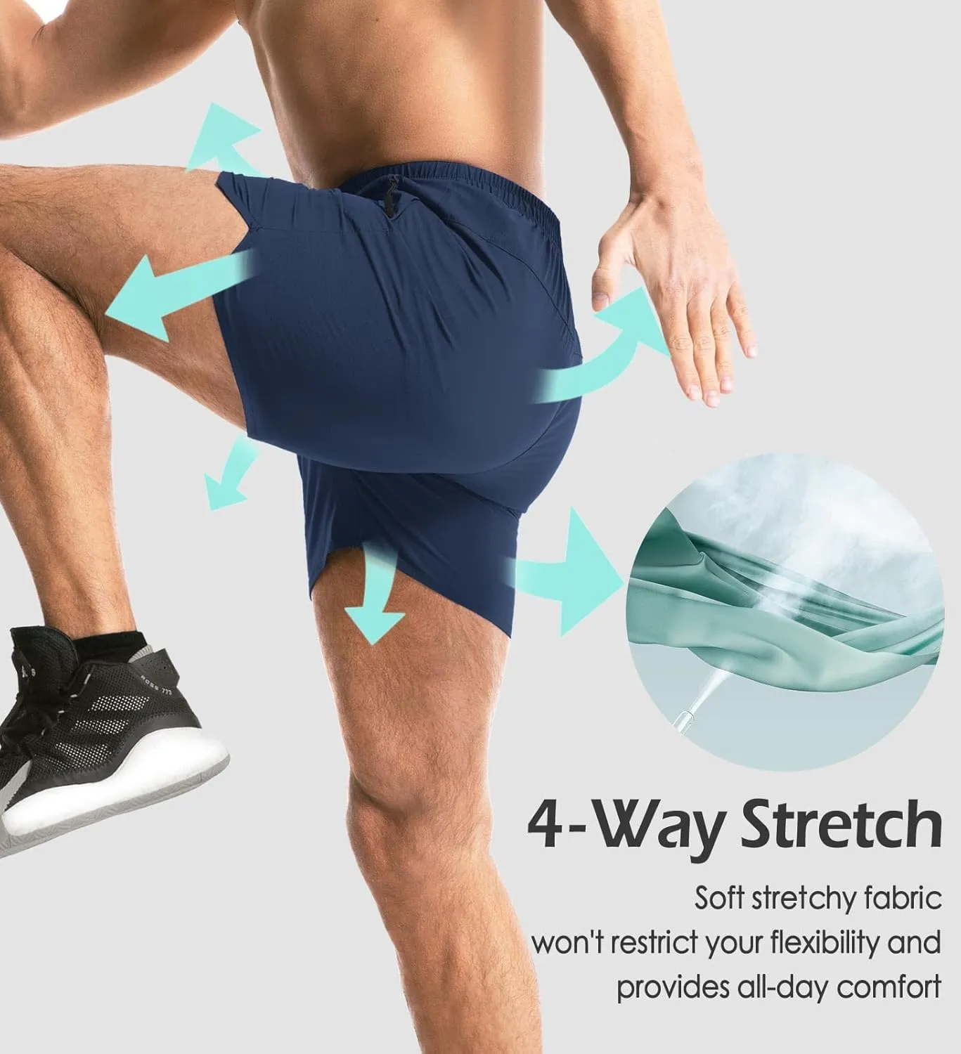 Aolesy Men's Gym Shorts Linerless & Liner - 5" Quick Dry Workout Running Shorts with Zip Pockets Sports Athletic Shorts