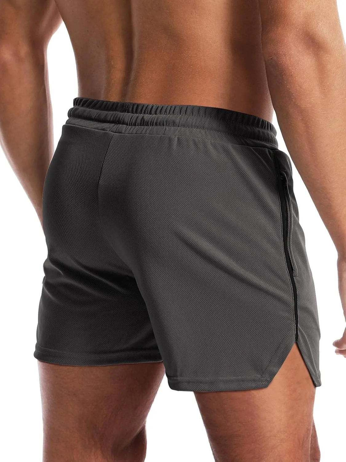 Aolesy Mens Workout Shorts with Zip Pocket 5" Lightweight Gym Running Shorts Linerless Bodybuilding Athletic Shorts