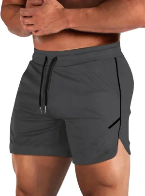 Aolesy Mens Workout Shorts with Zip Pocket 5" Lightweight Gym Running Shorts Linerless Bodybuilding Athletic Shorts