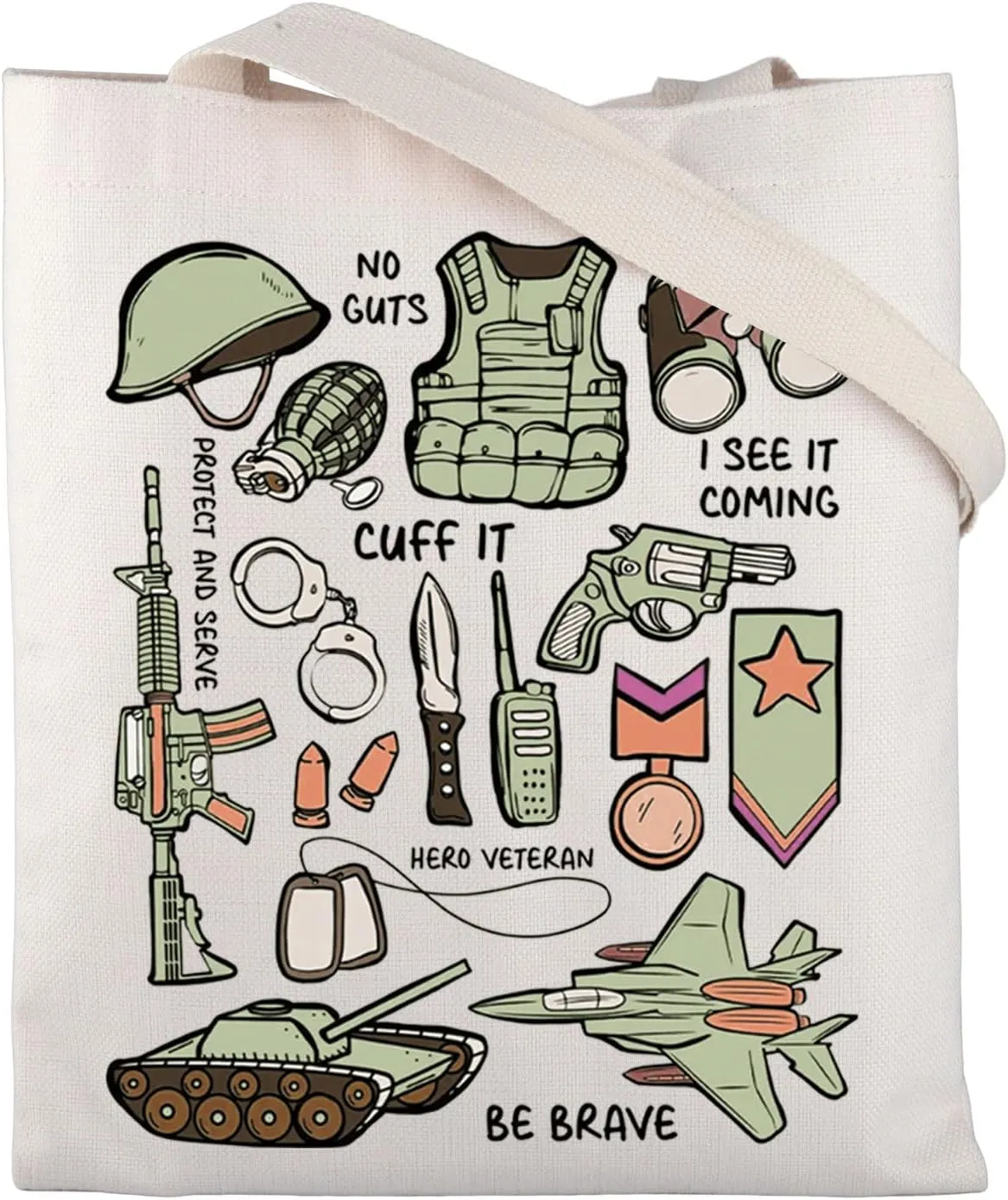 Army Tote Bag Army Gifts Military Dad Mom Gifts Military Wife Gifts Deployment Gifts for Soldier Military Canvas Tote Bag