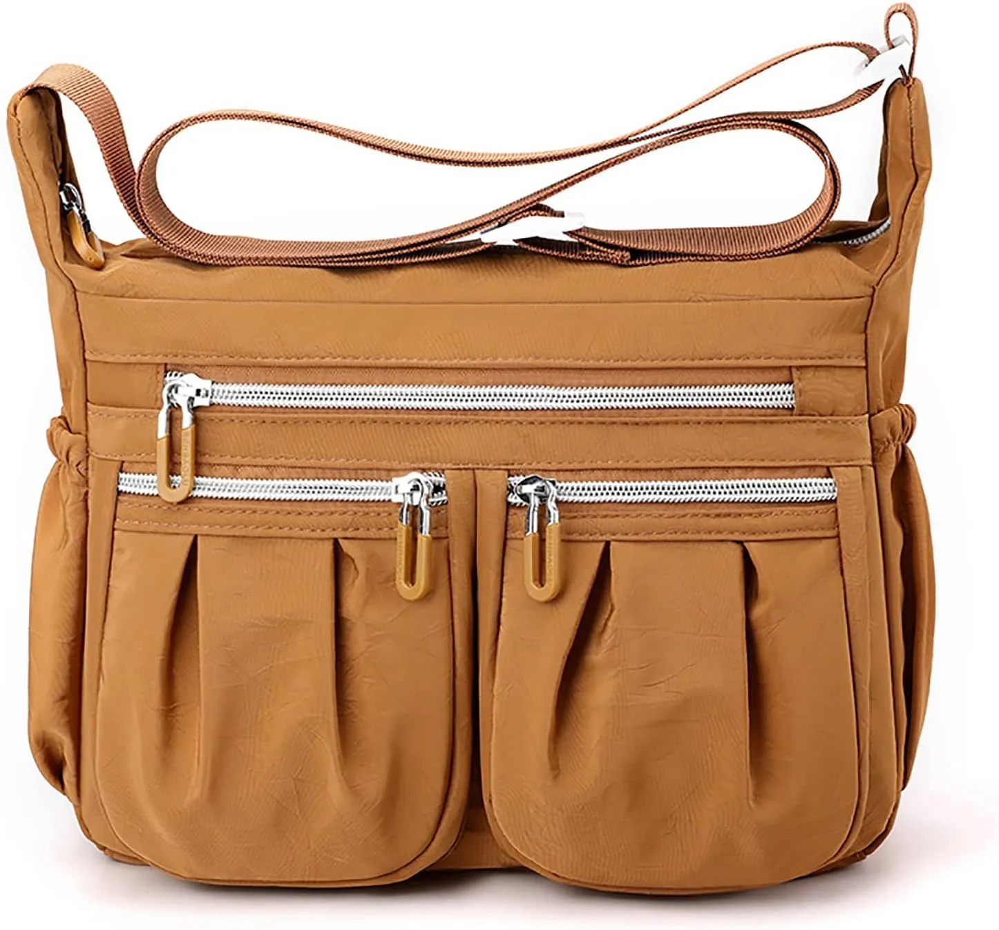 Athletic Crossbody Bags for Women Fabric Nylon Multi Pocket Crossbody Bags Carry Options for Work and Daily Use(Gold)