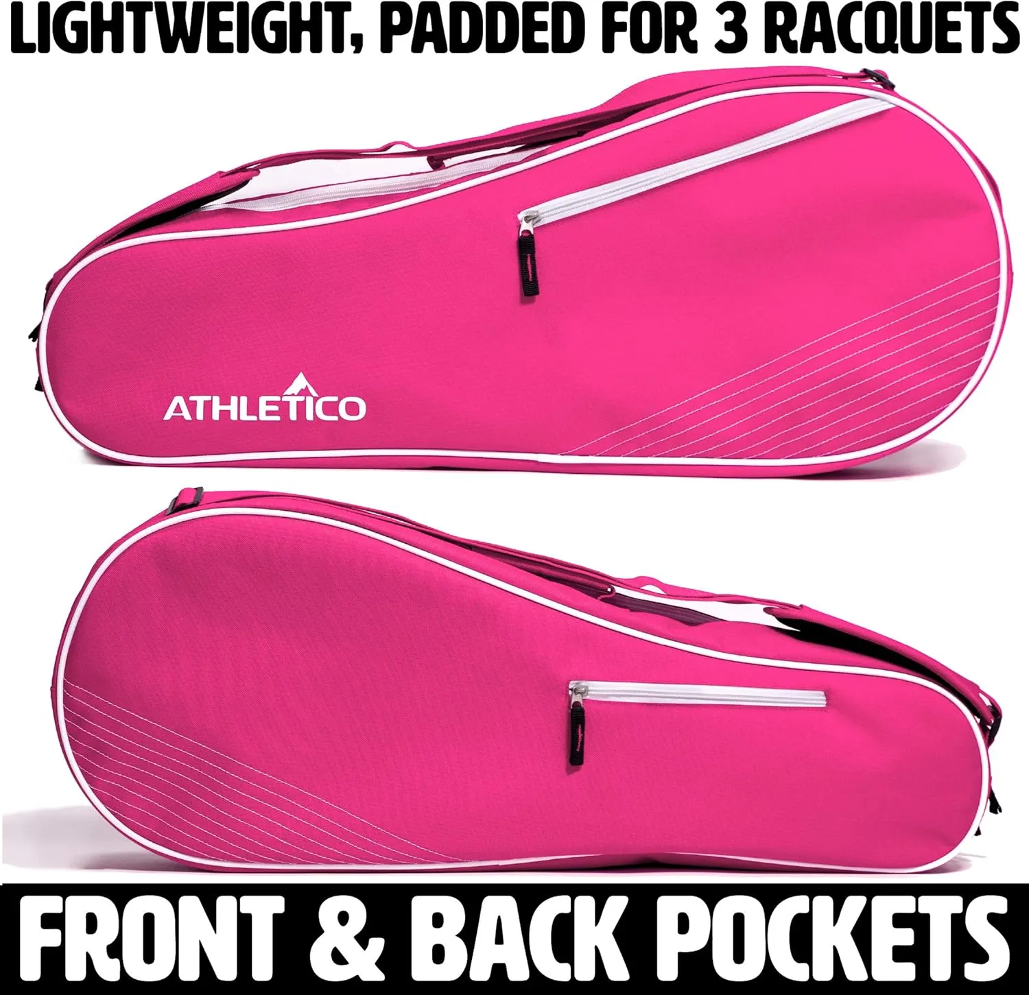 Athletico 3 Racquet Tennis Bag | Padded to Protect Rackets & Lightweight | Professional or Beginner Tennis Players | Unisex Design for Men, Women, Youth and Adults