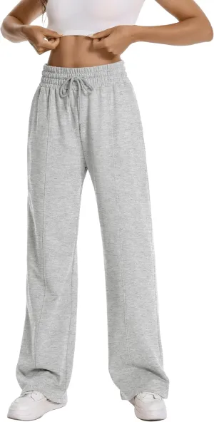 Auriviz Womens High Waisted Drawstring Sweatpants Straight Leg Pants Side Hidden Pockets Sweat Pants 30‘’ Inseam