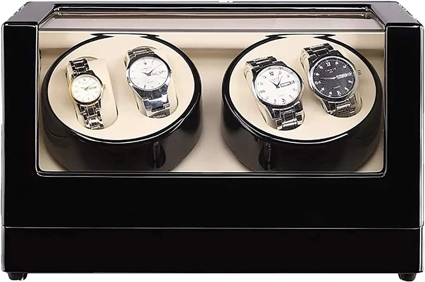 Automatic Watch Winder Box Watch Winders 4 0 Wooden Automatic Watch Winder Storage Box Transparent Cover Wrist Mechanical Watch Winding Box Double Head Motor Shaker Case