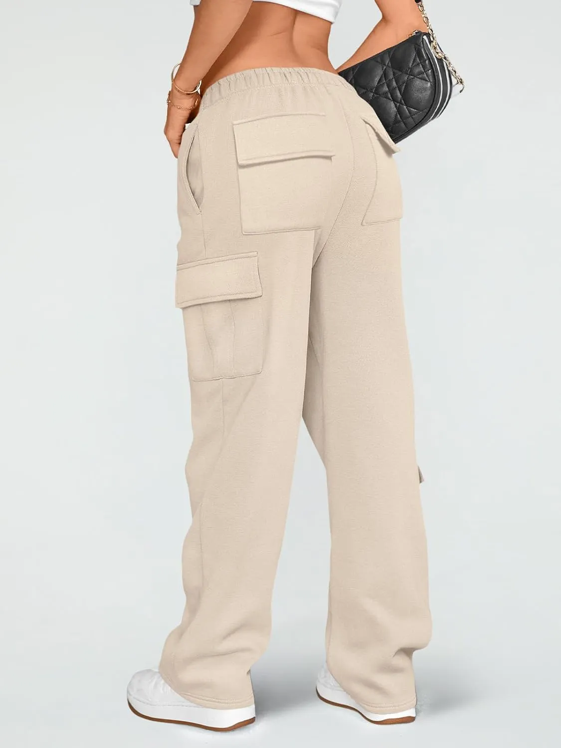 AUTOMET Womens Cargo Sweatpants Wide Leg Fleece Lined Y2k Pants Fall Winter Baggy Joggers with Pockets