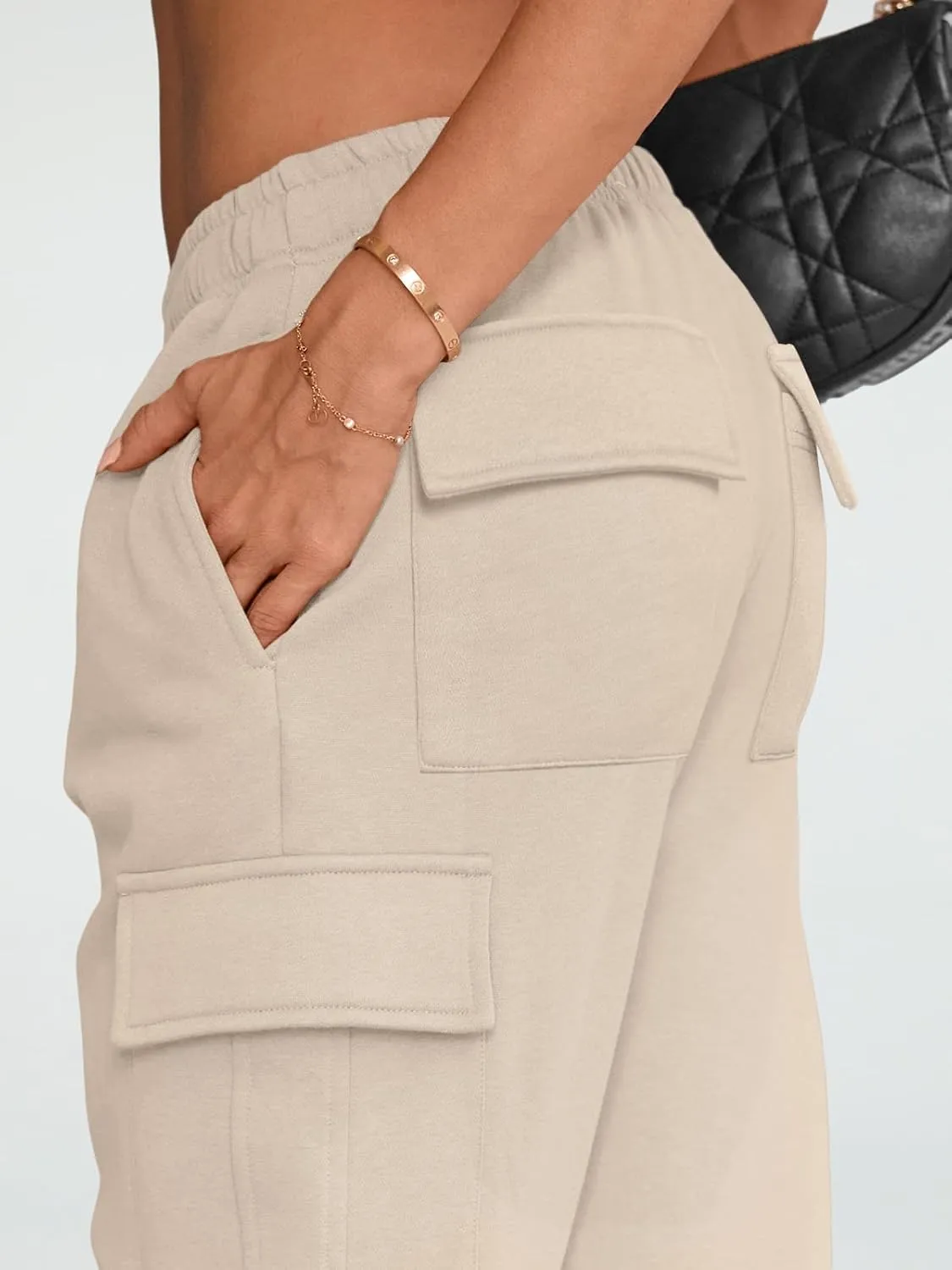 AUTOMET Womens Cargo Sweatpants Wide Leg Fleece Lined Y2k Pants Fall Winter Baggy Joggers with Pockets