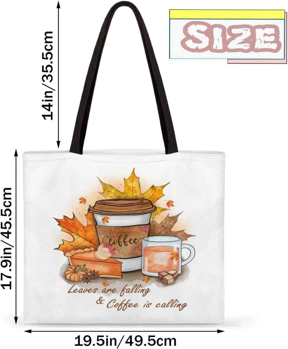 Autumn Fall Leaves Clay Teapot Canvas Tote Bag for Women Men Stylish Tote Handbag Shoulder Bag Reusable Grocery Bag