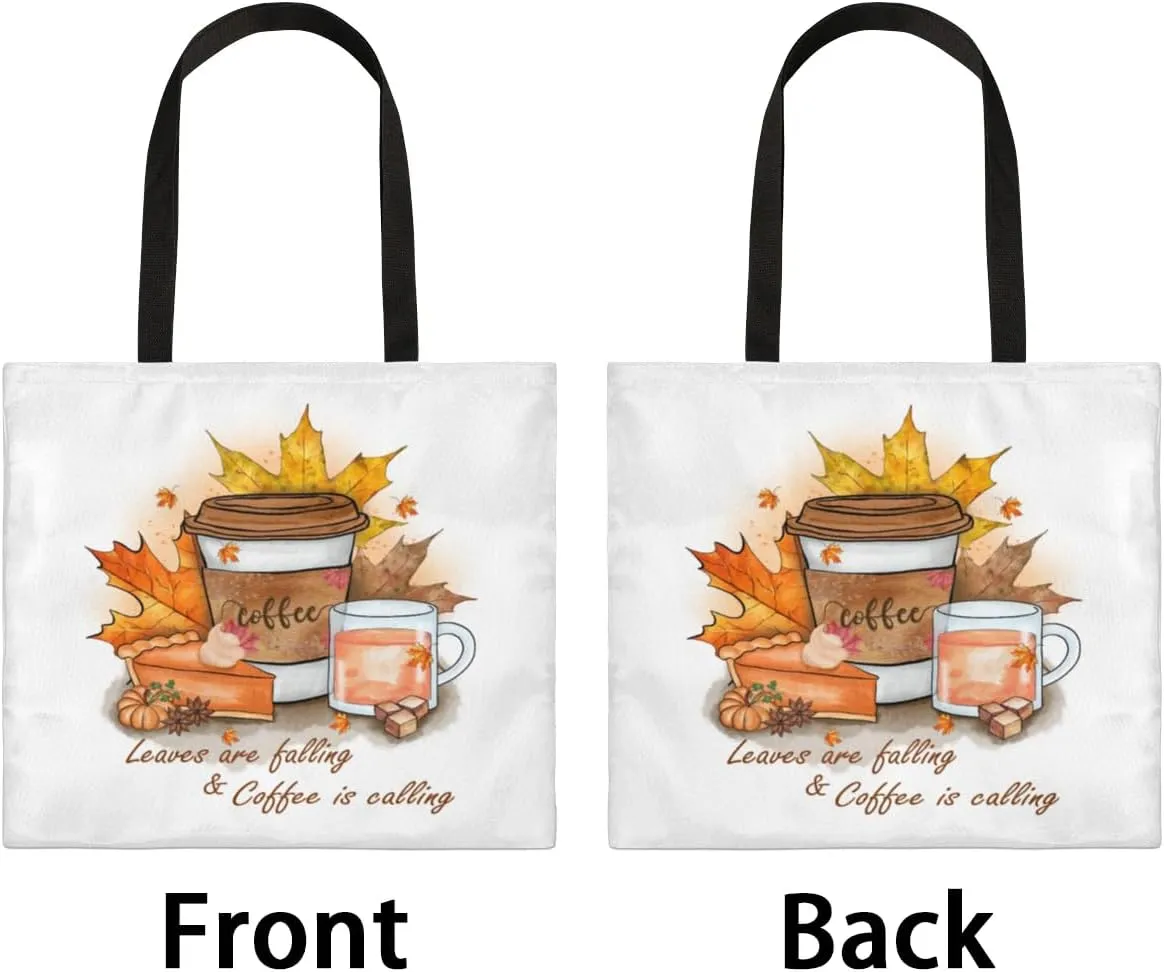 Autumn Fall Leaves Clay Teapot Canvas Tote Bag for Women Men Stylish Tote Handbag Shoulder Bag Reusable Grocery Bag