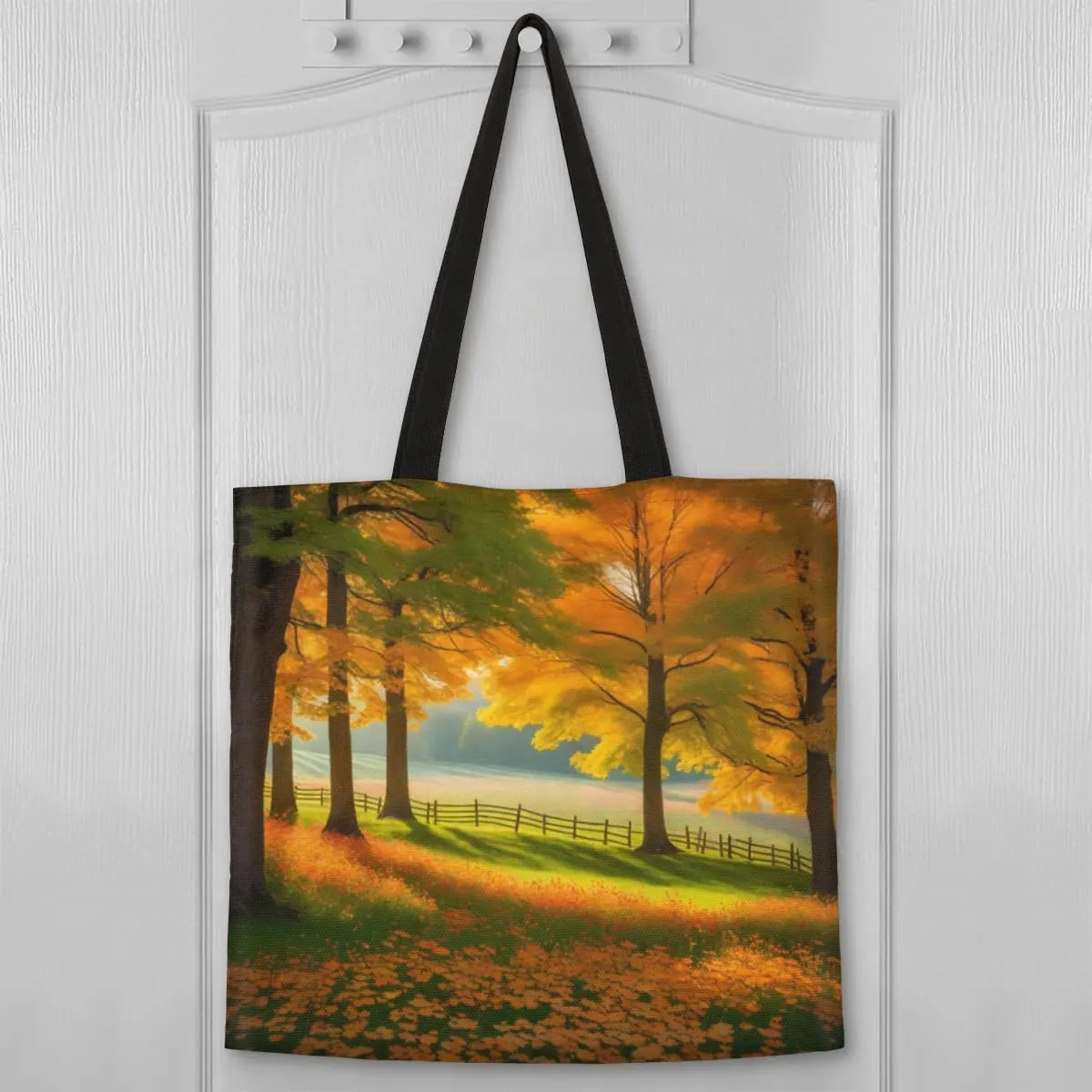 Autumn Park Trees Fall Foliages Canvas Tote Bag for Women Men Stylish Tote Handbag Shoulder Bag Reusable Grocery Bag