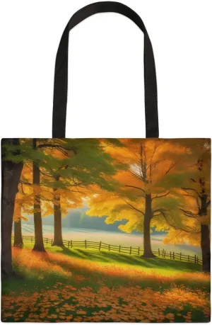 Autumn Park Trees Fall Foliages Canvas Tote Bag for Women Men Stylish Tote Handbag Shoulder Bag Reusable Grocery Bag