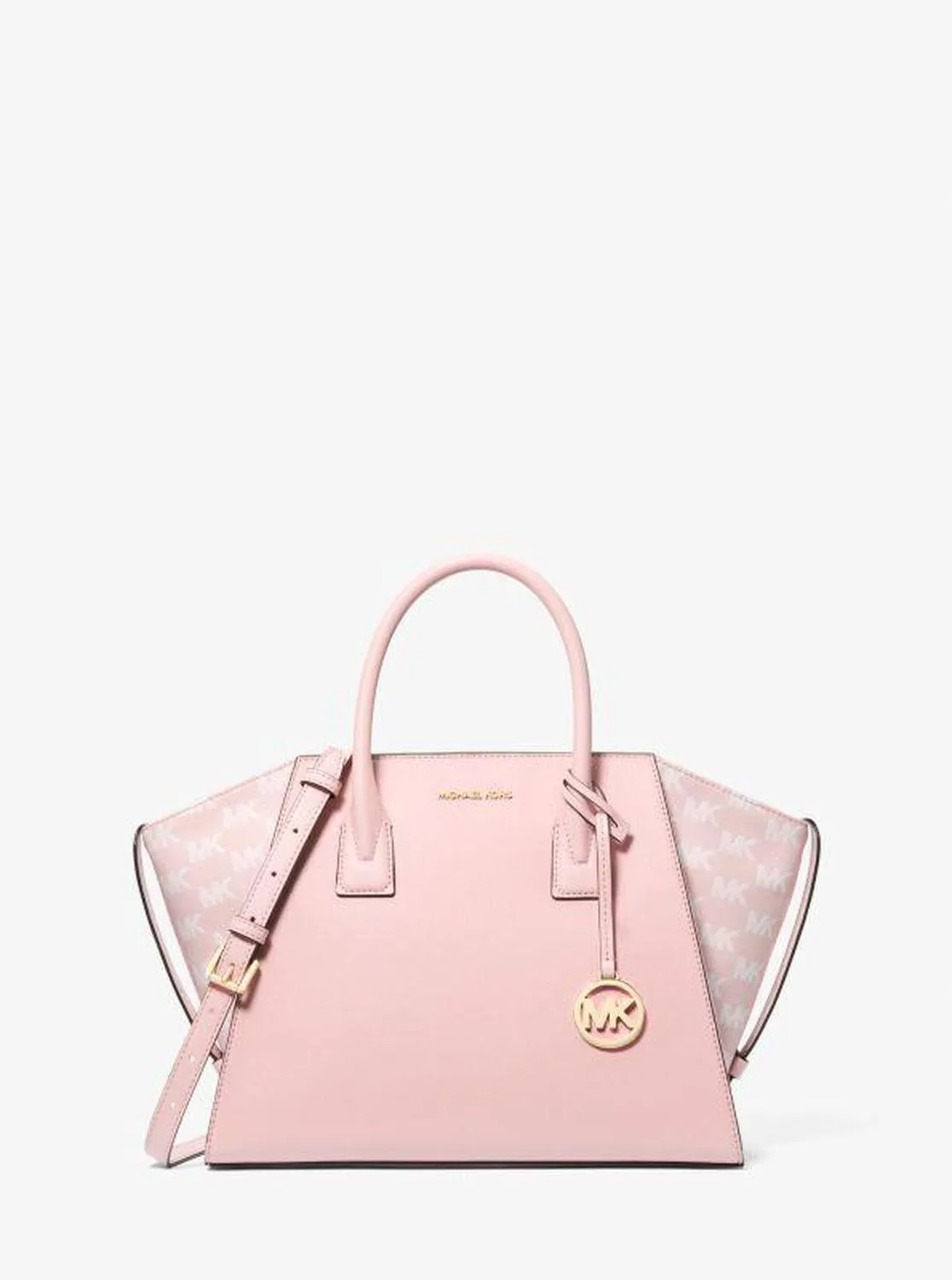 Avril Large Leather and Logo Jacquard Satchel