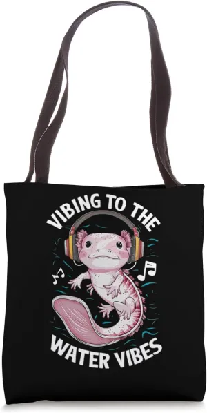 Axolotl Mexican tailed amphibian vibing to the water vibes Tote Bag