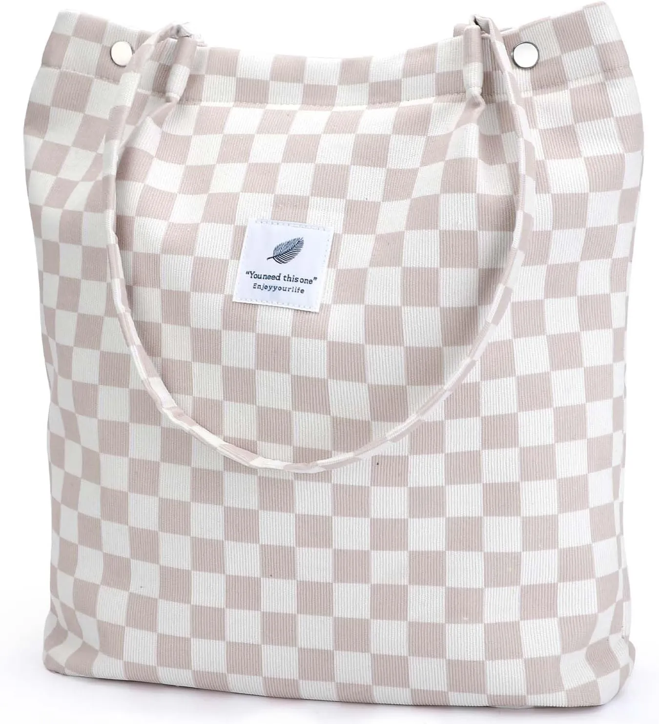 Ayieyill Corduroy Tote Bag for Women Canvas Shoulder Cord Purse with Inner Pocket
