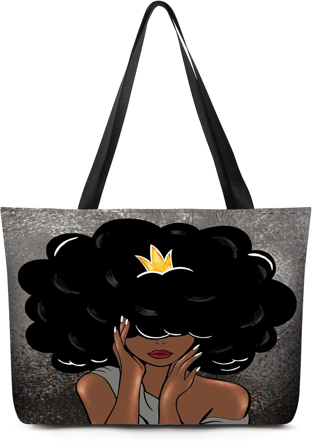 AZPSRT Tote Bag for Women African American Shoulder Handbag Large Capacity Work Fit 15.4 Inch/17.7inch