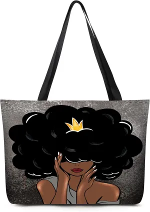 AZPSRT Tote Bag for Women African American Shoulder Handbag Large Capacity Work Fit 15.4 Inch/17.7inch