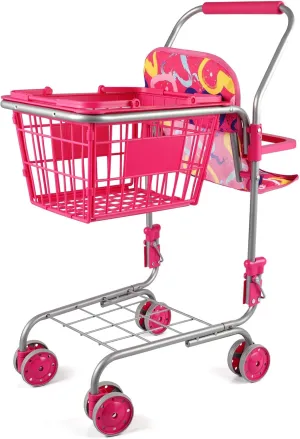 BABESIDE Metal Shopping Cart for Kids, Toy Shopping Cart Kids Grocery Cart with Removable Hand Basket and Doll Car Seat Carrier for Toddler Pretend Play Toys, Only Kids Shopping Cart