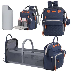 Baby Diaper Bag Backpack with Changing Station, Multi-functional Travel Waterproof Backpack for Boys and Girls, Large Blue, 15 Inches