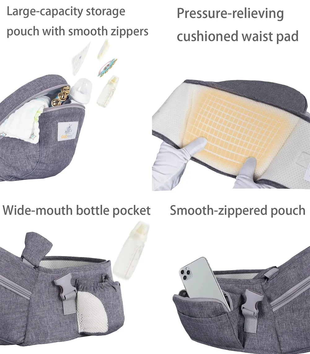 Baby Hip Seat Carrier Baby Waist Stool for Child Infant Toddler with Adjustable Strap Buckle Pocket Soft Inner Huge Storage (Dark Blue)