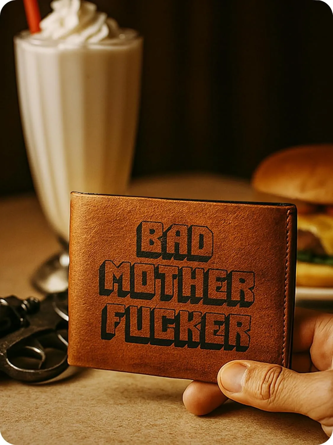 Bad Mother Pulp Fiction RFID Blocking Stitched Bifold Wallet for Men | Mighty Mens Paper Slim Credit Card Holder | Men's Slimfold EDC
