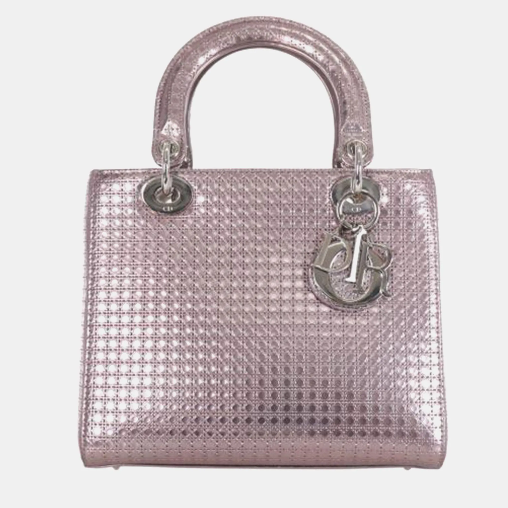 Bag quality Leather Metallic Microcannage Top Tote Lady Medium Dior Multi-functional Limited edition range