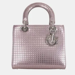 Bag quality Leather Metallic Microcannage Top Tote Lady Medium Dior Multi-functional Limited edition range