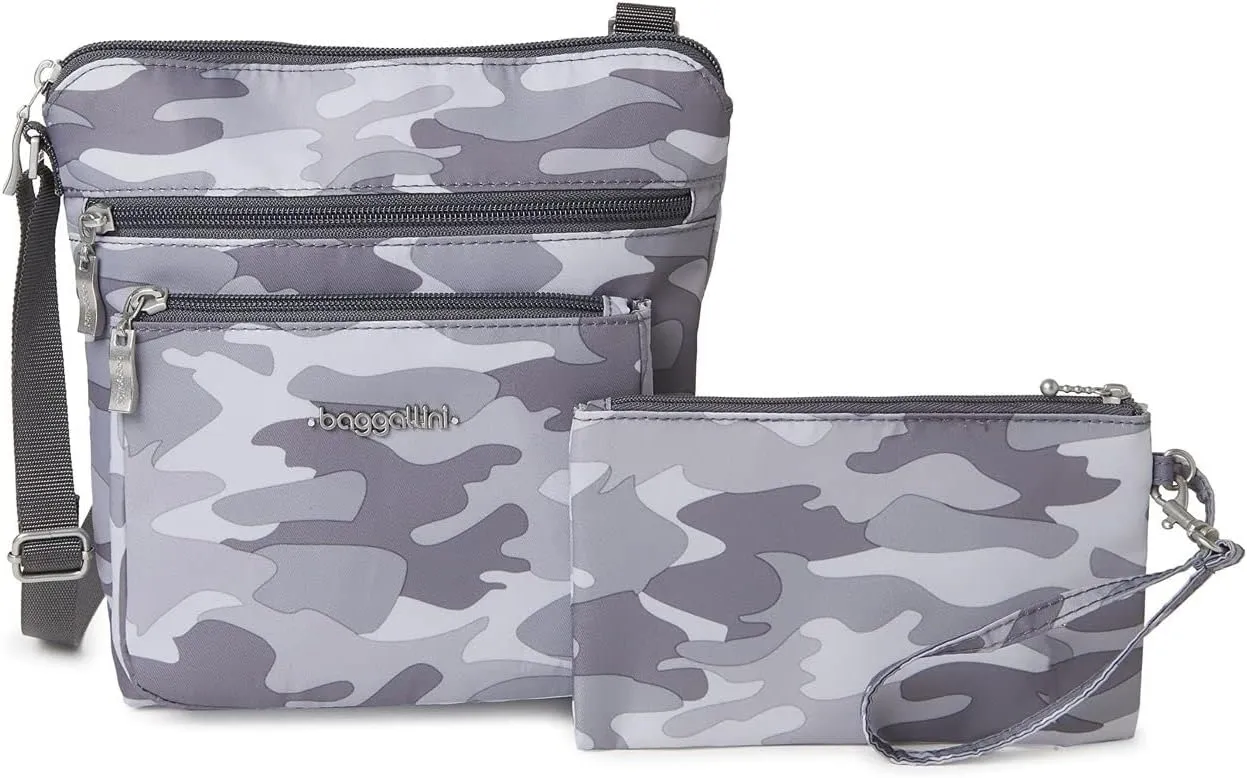 Baggallini Clear Pocket Crossbody Bag Gray Camo
