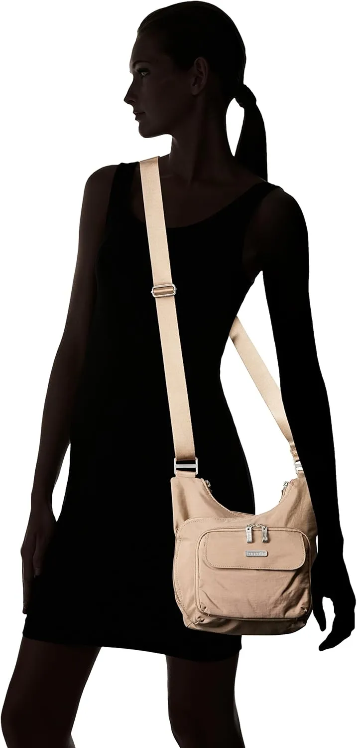 Baggallini Criss Cross 10x11 Crossbody Women Lightweight Water-Resistant Nylon Travel Bag W/RFID & Quick Access Pockets