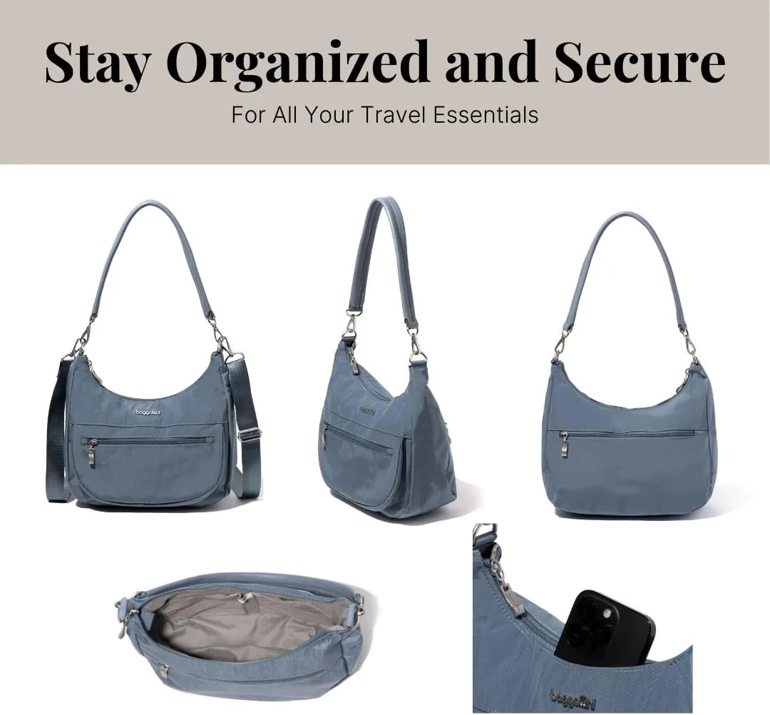Baggallini Modern Pocket Half Moon 11"x10.5" Shoulder Women W/Replaceable Straps Converts to Crossbody Bag