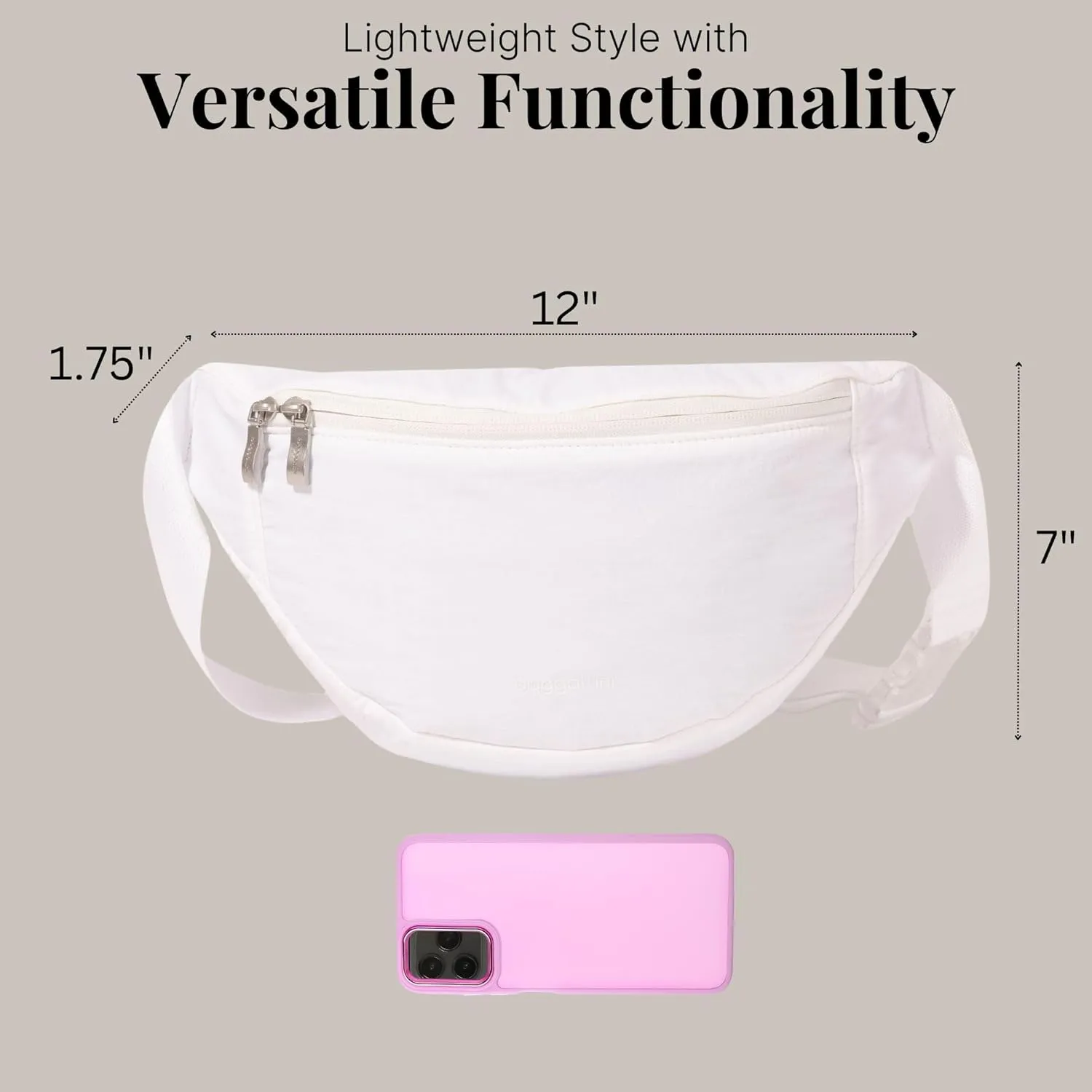Baggallini Style Swift Belt Bag Sling Bag - Lightweight 12"x7" Crossbody Bag Fanny Pack Belt w/RFID and Adjustable Strap