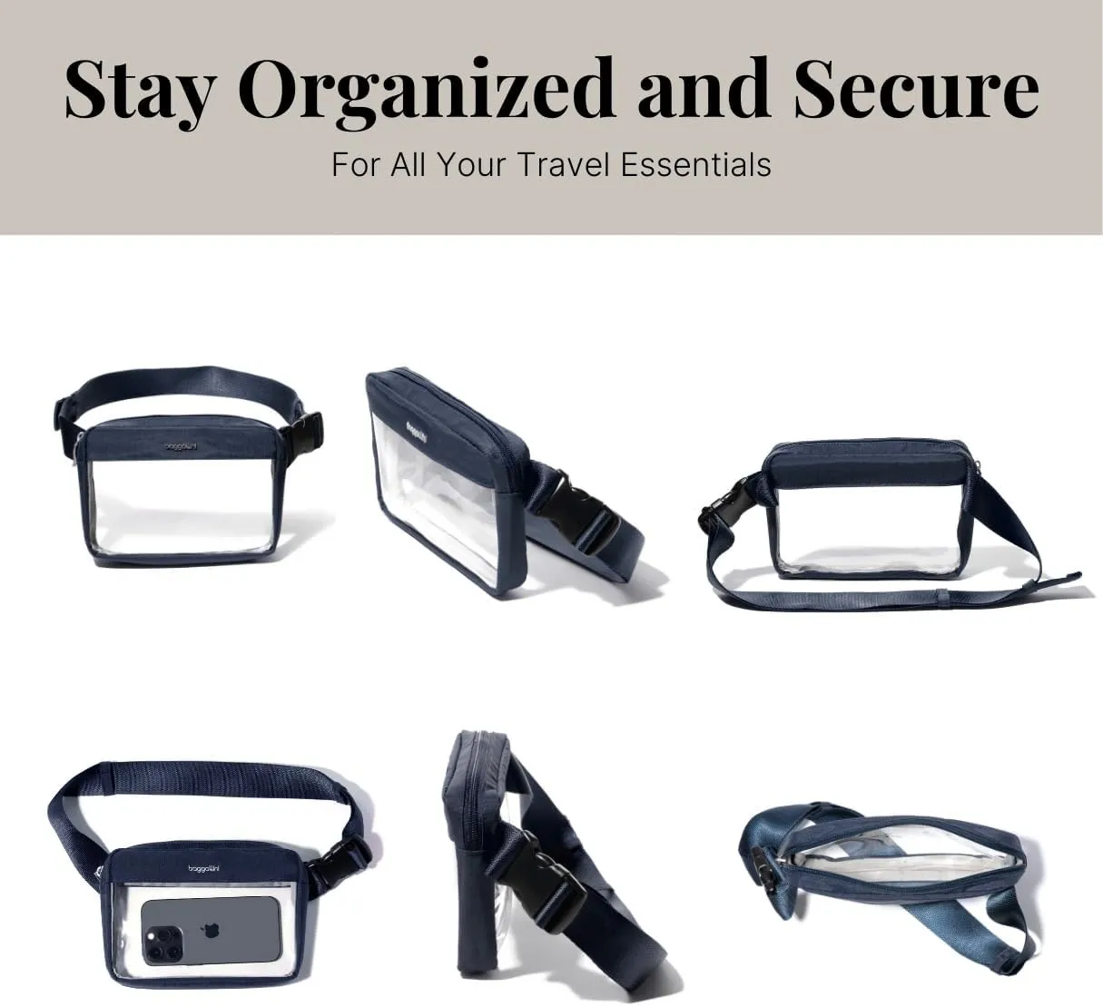 Baggallini Women's Clear Stadium Belt Bag Fanny Pack