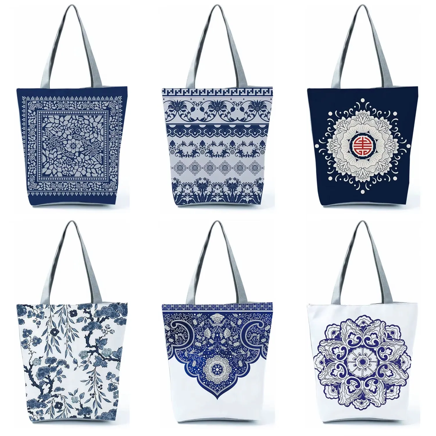 Bags for Women Floral Porcelain Geometric Abstract Pattern Shoulder Bag