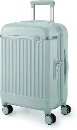 BAGSMART Carry On Luggage 22x14x9 Airline Approved with Spinner Wheels, Travel TSA Approved 100% PC Hard Shell Suitcases, 20 Inch Expandable Luggage with TSA Lock, Dark Sea Green
