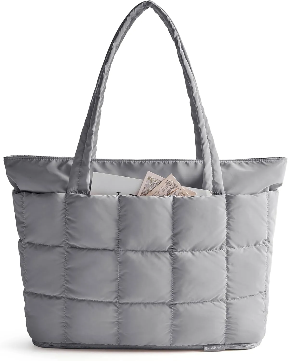 BAGSMART Expandable Tote Bag for Women, Zipper Puffer Work Tote with Water-Resistant Quilted, Nurse and Carry-On Travel Bag
