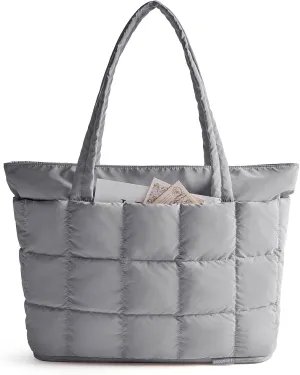 BAGSMART Expandable Tote Bag for Women, Zipper Puffer Work Tote with Water-Resistant Quilted, Nurse and Carry-On Travel Bag