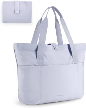 BAGSMART Tote Bag for Women, Foldable Tote Bag With Zipper Travel Large Shoulder Bag Handbag for Work-16.5''l X 6''wx 14''h