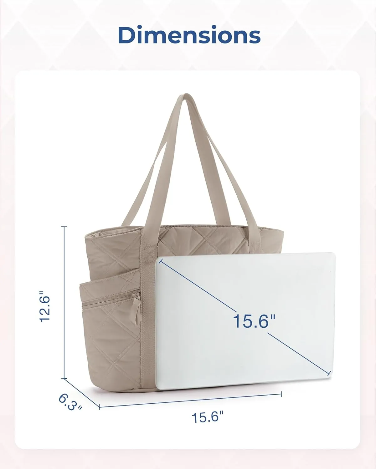 BAGSMART Tote Bag for Women, Puffer Work Tote with Zipper, Travel Essentials Quilted Nurse Travel Hospital Bag