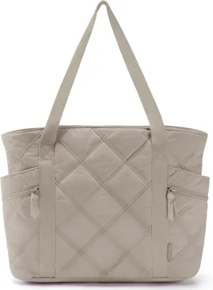 BAGSMART Tote Bag for Women, Puffer Work Tote with Zipper, Travel Essentials Quilted Nurse Travel Hospital Bag