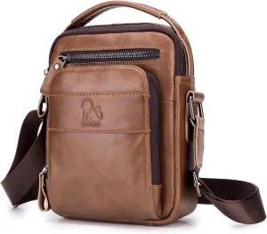 BAIGIO Genuine Leather Small Messenger Bag for Men Shoulder Bag for Ipad Crossbody Bag Men Handbag Satchel Travel Business