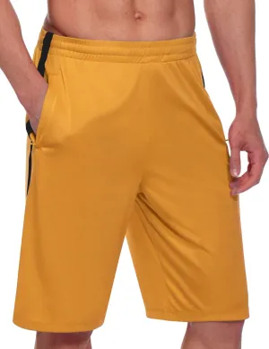baleaf Men's Basketball Shorts Long with Zipper Pockets Quick Dry Workout Training Drawstrings 11"