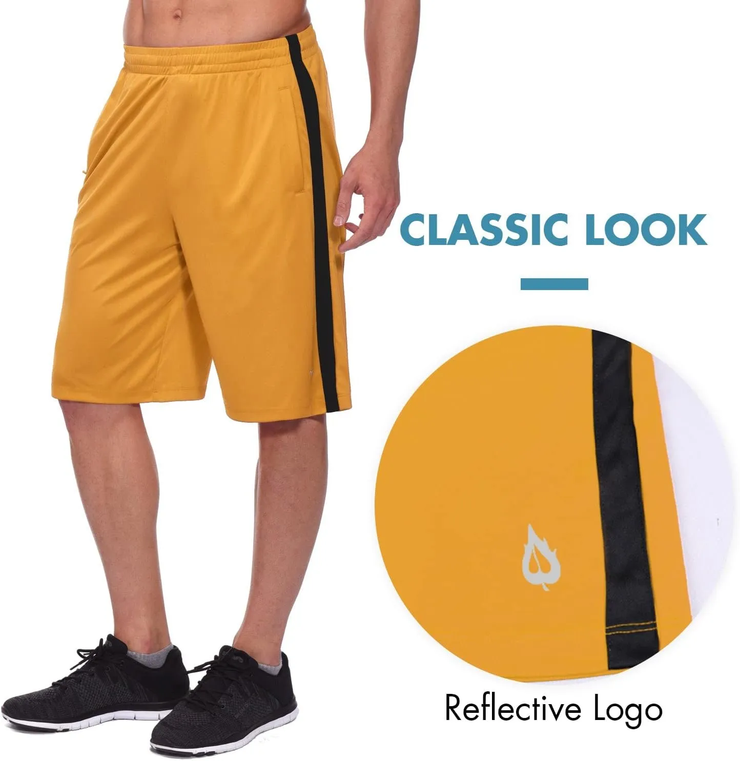 baleaf Men's Basketball Shorts Long with Zipper Pockets Quick Dry Workout Training Drawstrings 11"