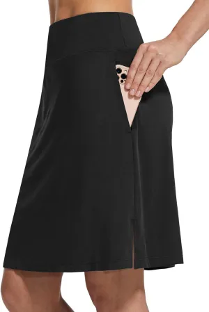 baleaf Women's 20" Golf Skirts Knee Length Skorts Athletic Modest Long Acitive Casual Pockets UV Protection