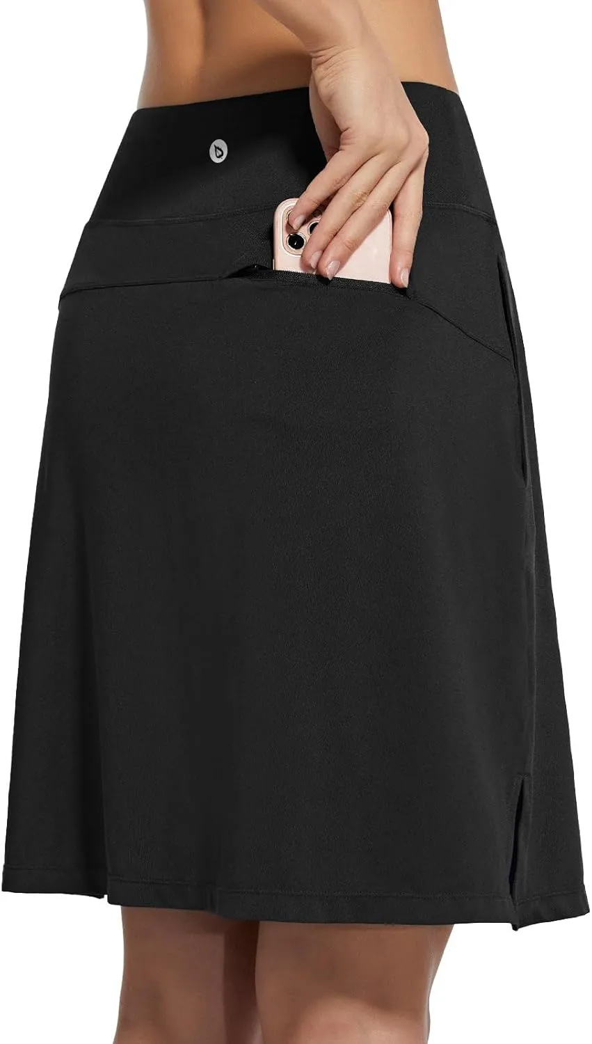 baleaf Women's 20" Golf Skirts Knee Length Skorts Athletic Modest Long Acitive Casual Pockets UV Protection